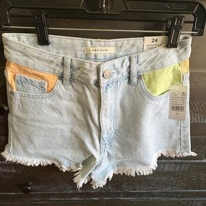 PacSun Women's High Rise Festival Light Blue Denim Shorts (Sz 24)